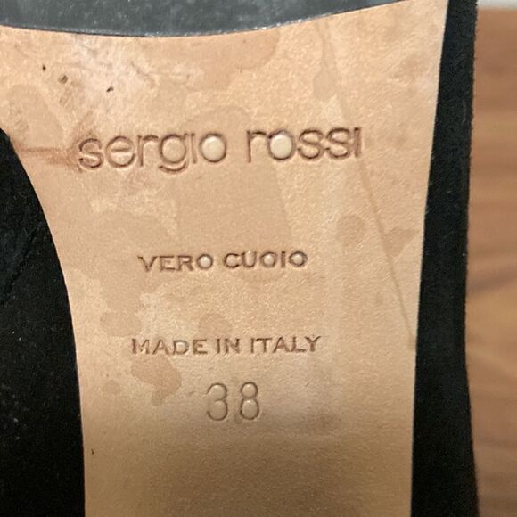 Sergio Rossi 75 Crystal Embellished Black Suede Ankle Boot. Size 38/8. - Picture 9 of 10